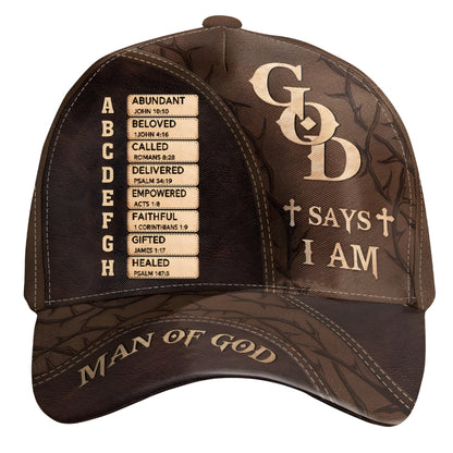 Man Of God God Says I Am Custom Jesus Baseball Cap, Custom  Bible Verse Christian Hat Caps CP0091