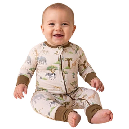 Zebra Giraffe And Baby Convertible Zipper Romper, Wild Animal Baby Romper Convertible BB0404