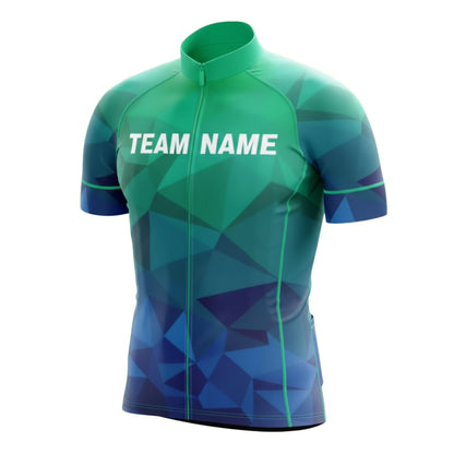 Custom Team Blue Geometric Cycling Short Sleeve Jersey Mens, Custom Cycling Jerseys CZ0111