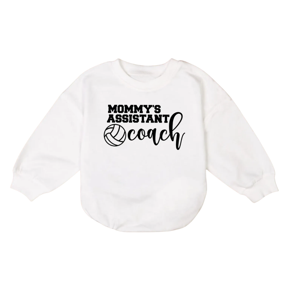 Mom's Assistant Volleyball Coach Baby Romper Sweatshirt, Baby Volleyball Romper Sweatshirt BB0695