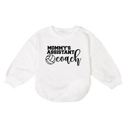 Mom's Assistant Volleyball Coach Baby Romper Sweatshirt, Baby Volleyball Romper Sweatshirt BB0695