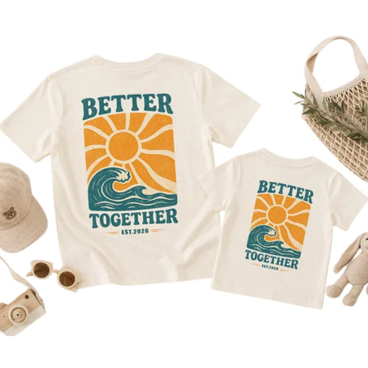 Better Together Retro Floral Matching Dad And Baby T Shirt, Custom Year Father Matching Shirts ET1002