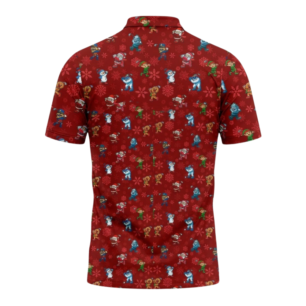 Christmas Character Red Golf Polo Shirt For Men, Christmas Golf Shirt GZ0337