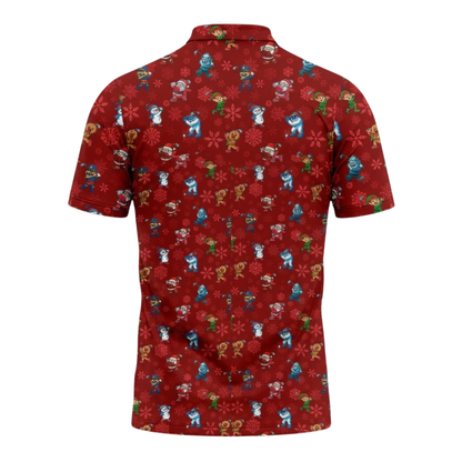 Christmas Character Red Golf Polo Shirt For Men, Christmas Golf Shirt GZ0337