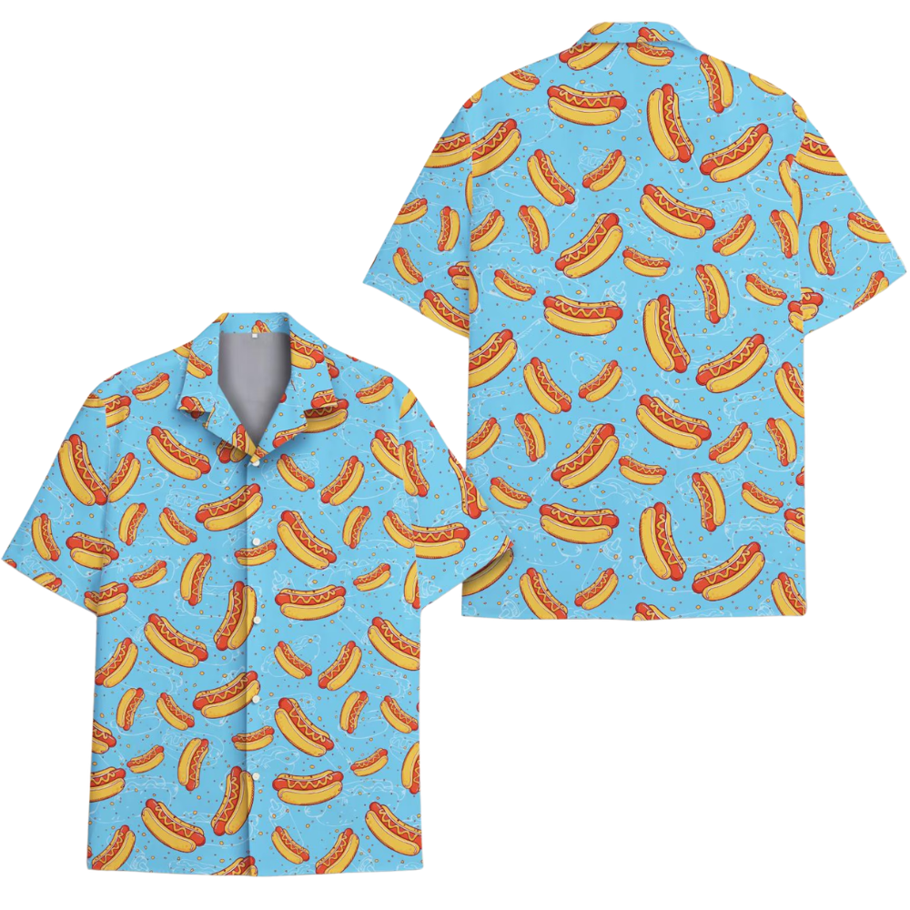 Hot Dog Blue Hawaiian Shirt For Men Women, Hot Dog Hawaiian Shirts HE0346