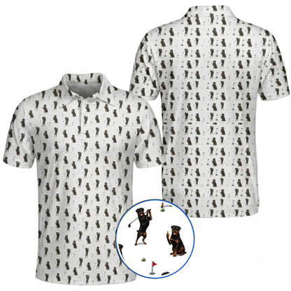 Rottweiler Dog Funny Golf Mens Polo Shirt, Rottweiler Golf Shirts GZ0378