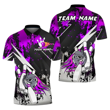 Angry Ball Custom Mens Red And Black Bowling Team Polo Shirt, Custom Bowling Shirt BZ0687