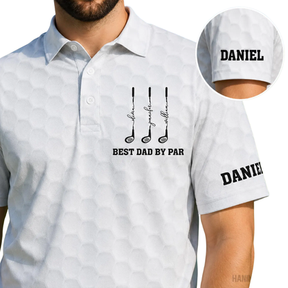 Best Dad By Par Custom Kid Names & Dad Name Golf Polo Shirt Men, Custom Father's Day GE0464  Golf Shirts