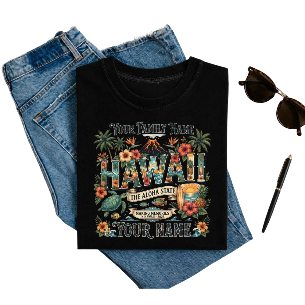 Personalized Hawaiian Aloha Trip Family Matching T Shirts, Custom Hawaii Vacation Family Shirts ET1320
