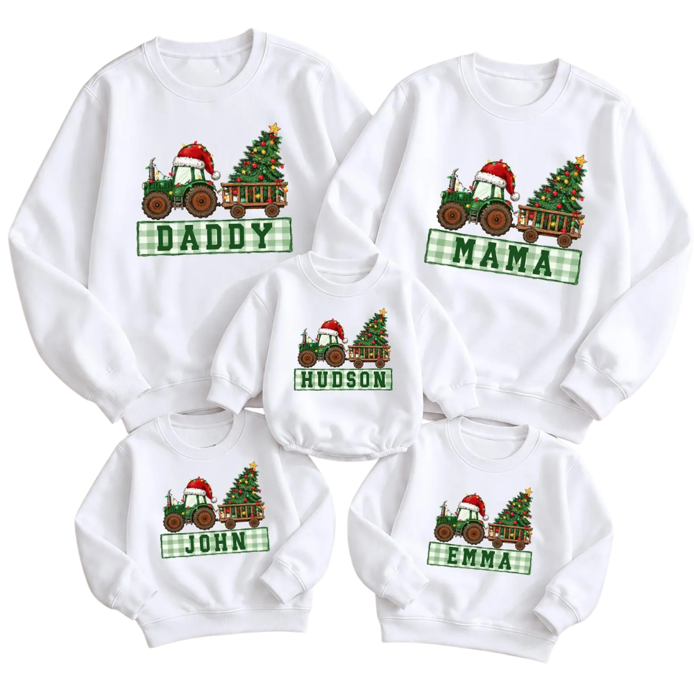 Custom Christmas Truck Family Sweatshirt Matching, Personalized Xmas Family Sweatshirt ET1694
