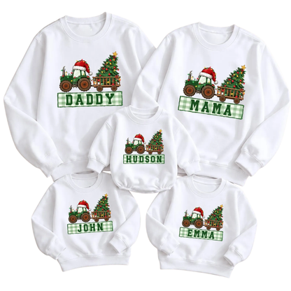 Custom Christmas Truck Family Sweatshirt Matching, Personalized Xmas Family Sweatshirt ET1694