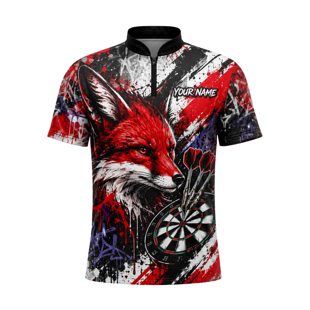 Custom Red Fox Darts Jersey For Men, Custom Fox Dart Team Shirts DE0105