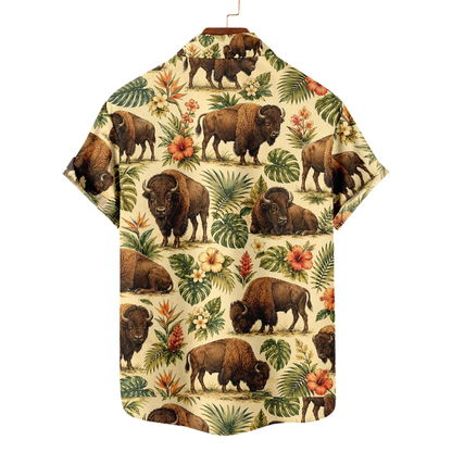 Bisson Floral Vintage Hawaiian Shirt For Men, Tropical Bisson Hawaiian Shirt HE0701