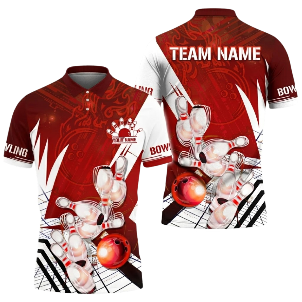 Custom Team Blue And White Bowling Polo Shirt For Men, Custom Bowling Team Shirts BZ0562