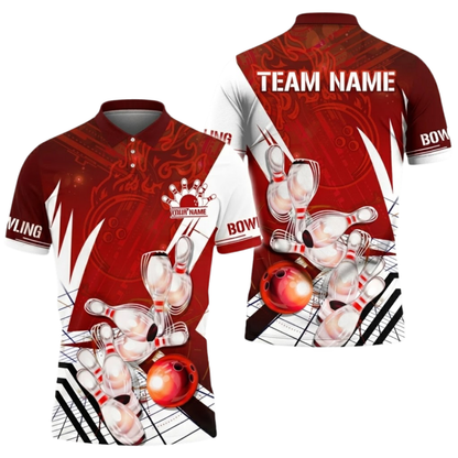Custom Team Blue And White Bowling Polo Shirt For Men, Custom Bowling Team Shirts BZ0562