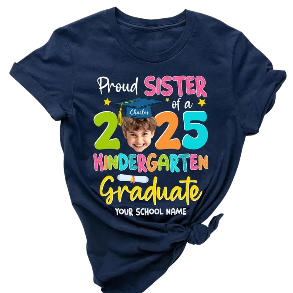 Custom Photo Kindergarten Graduate Matching Family T Shirts, Custom Kinder Grad Matching Shirts For Family ET0650