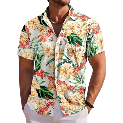 Green Tropcical Hawaiian Shirt For Men Women With Pocket, Tropical Hawaiian Shirt HE0388