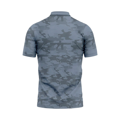 Camo Blue Golf Mens Polo Shirt, Camo Golf Shirts GZ0321