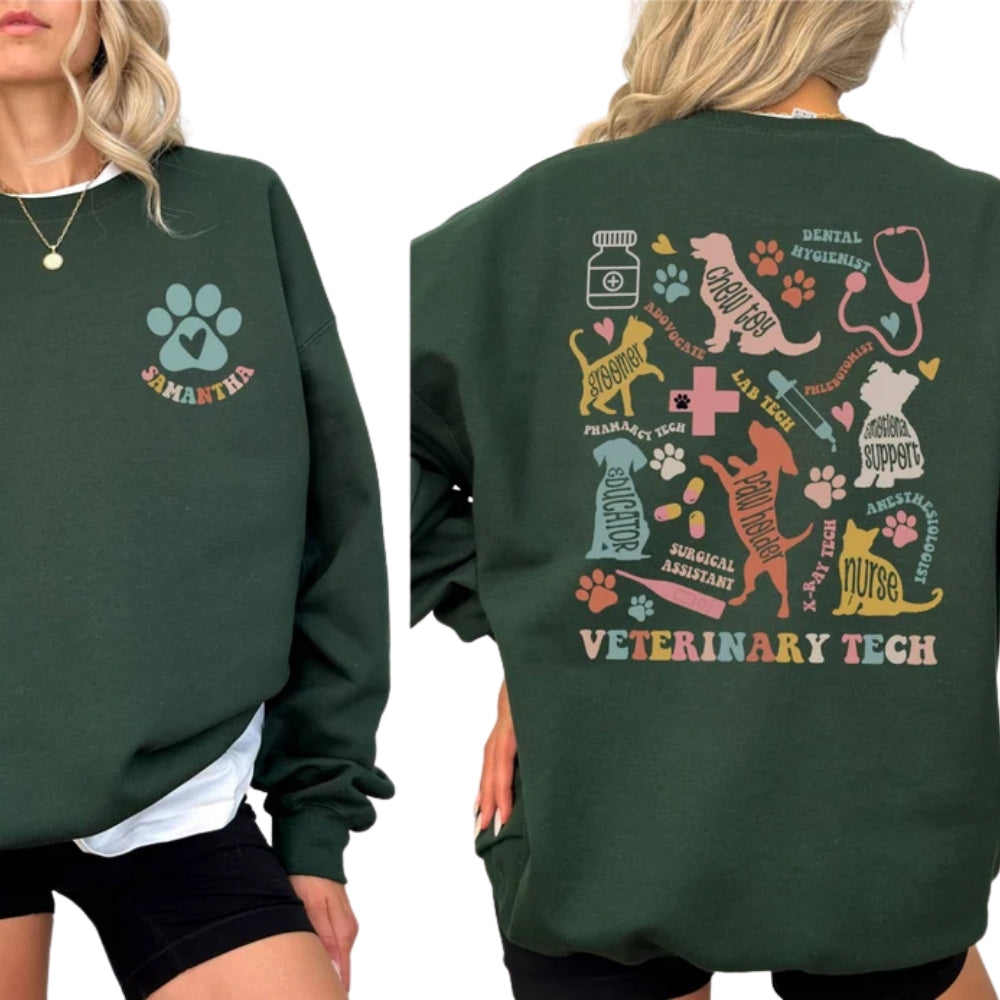 Custom Veterinary Tech Sweatshirt For Women, Custom Vet Assistant Sweatshirt 2D0410