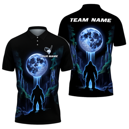 Custom Neon Green Bigfoot Golf Polo Shirt Mens, Custom Sasquatch Bigfoot Golf Team Shirts GZ0293