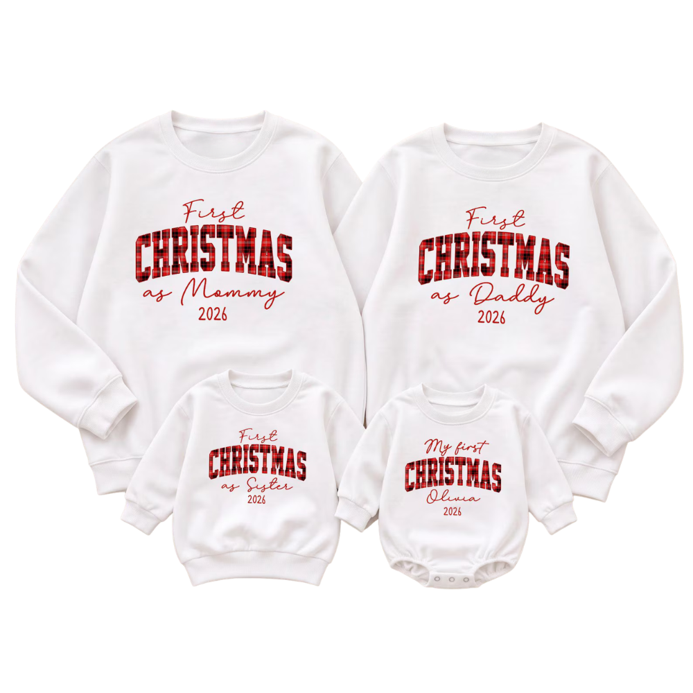 My First Christmas Custom Matching Family Sweatshirt, Personalized 1st Christmas Family Sweater ET1682