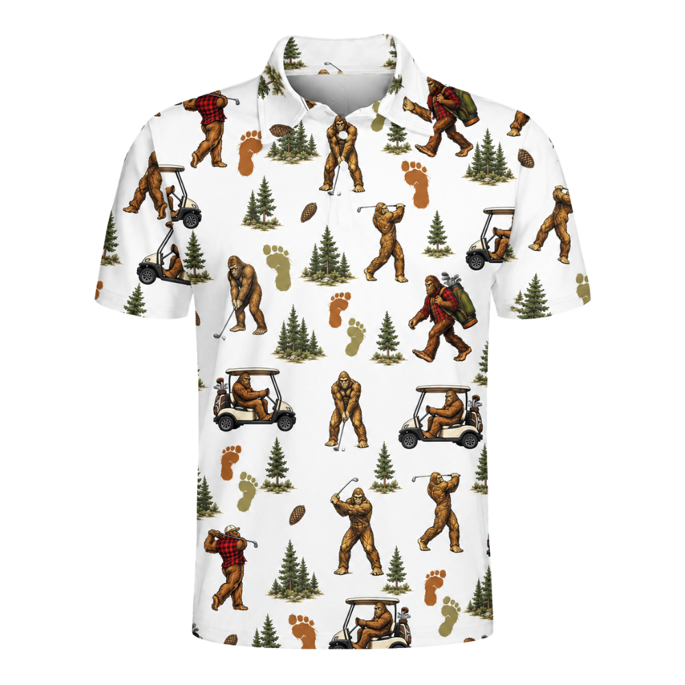 Tropical Bigfoot Golf Polo Shirt For Men, Sasquatch Bigfoot Golf Shirts GE0474