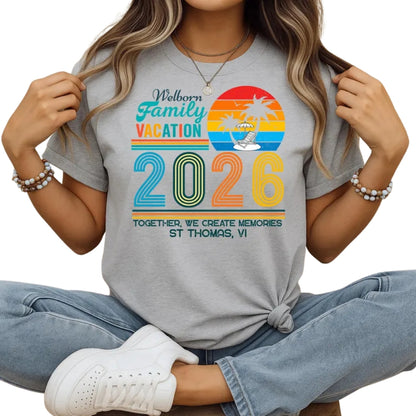 Custom Family Matching Beach Vacation 2026 T Shirts, Custom Family Vacation Shirts ET0056