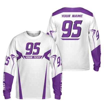 Custom Name & Number Dirt Bike Long Sleeve Men Jersey White Red, Custom Racing Dirt Bike Jerseys MZ0090
