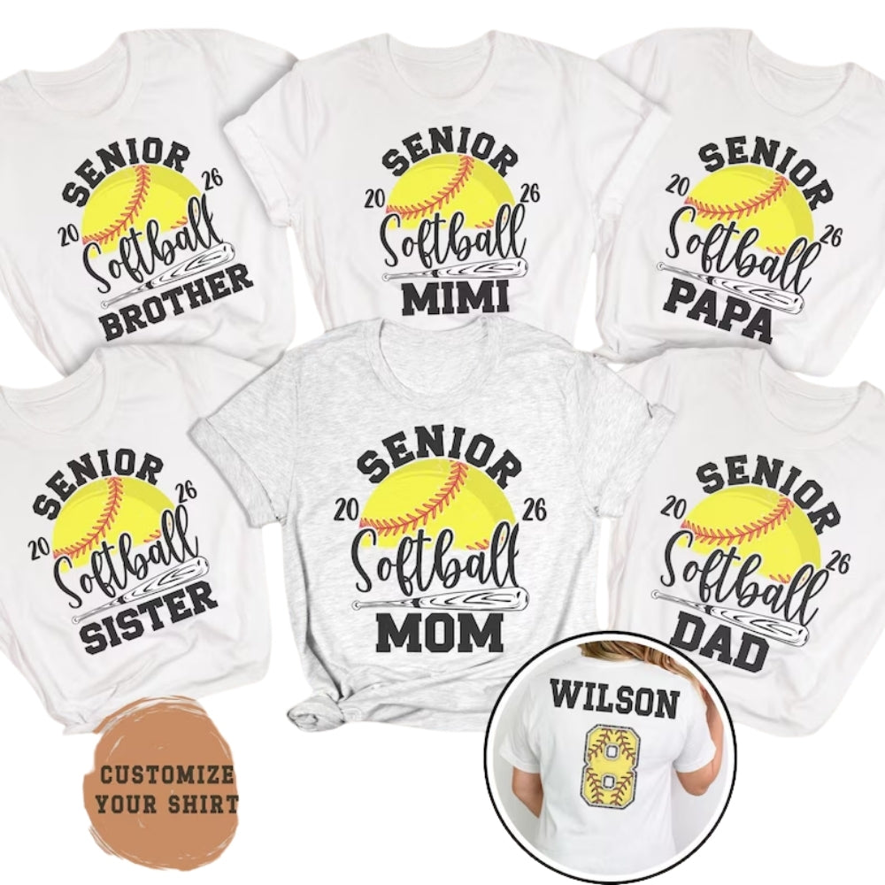 Personalized Senior Softball Matching Family T Shirts, Custom Softball Senior Night Matching Shirts For Family ET0499