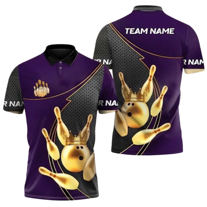 Custom Gold And Red Bowling Team Polo Shirt Mens, Custom Bowling Team Shirts BZ0937