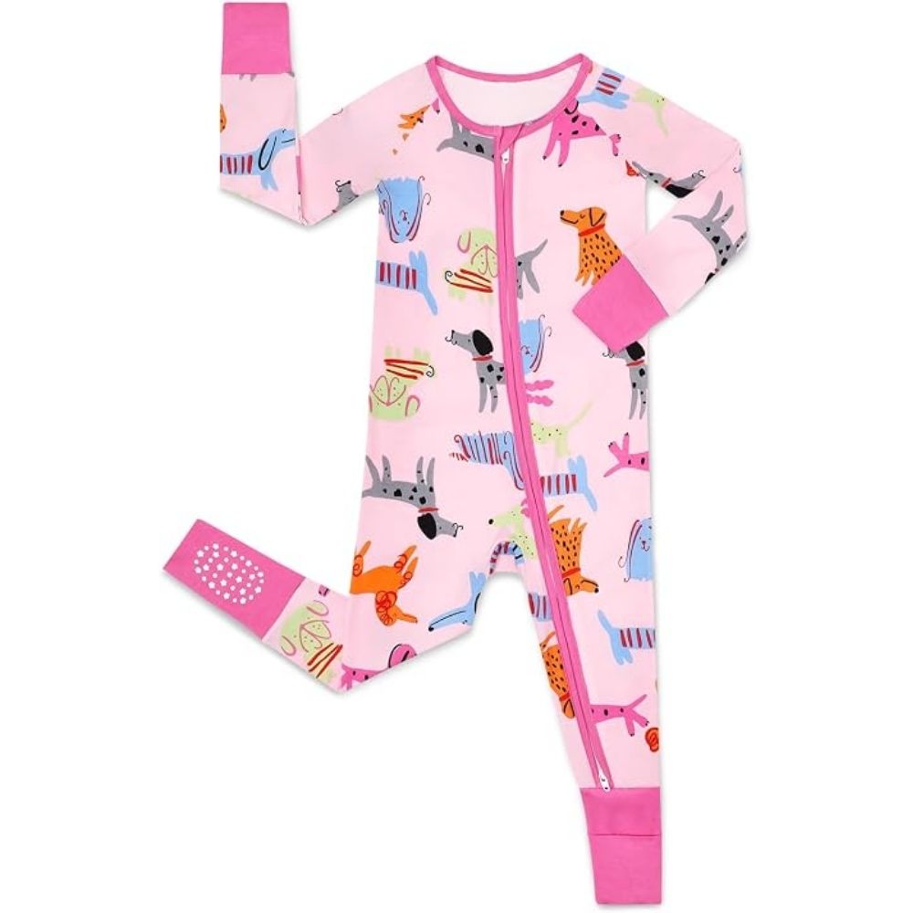 Puppy Dog Pink Baby Convertible Zippy Romper, Dog Lover Baby Convertible Romper BB0326