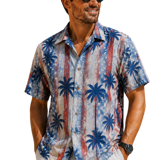 American Flag Painted Color Tropical Hawaiian Shirt For Men Women, Patriotic Beach Hawaiian Shirts HE0460