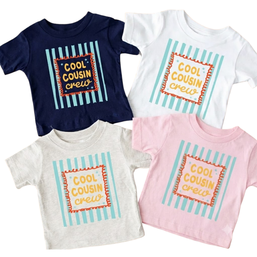 Cool Cousin Crew Neon Stripes Matching Cousin T Shirt, Cousin Matching Shirt ET1259