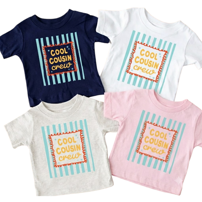 Cool Cousin Crew Neon Stripes Matching Cousin T Shirt, Cousin Matching Shirt ET1259