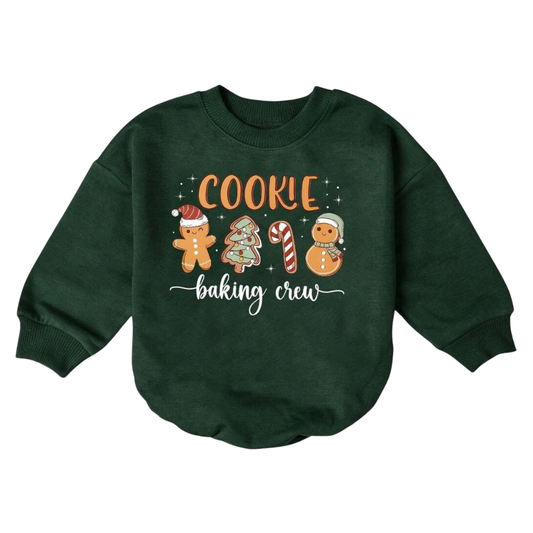 Cookie Baking Crew Gingerbread Candy Christmas Baby Romper Sweatshirt, Cute Christmas Baby Romper Sweatshirt BB0103