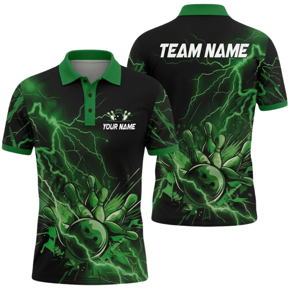 Custom Thunder Lightning Purple Bowling Mens Polo Shirt, Custom Thunder Bowling Team Shirt BZ0876