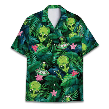 Funny Alien Tropical Hawaiian Shirt Men Women, Alien Space Hawaiian Shirt HE0723