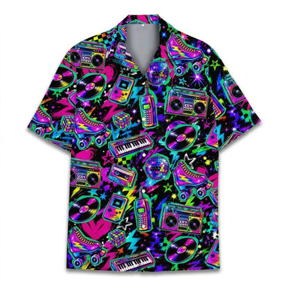 Retro Disco Music Hawaiian Shirt, Retro Hawaiian Shirt Neon HE0892