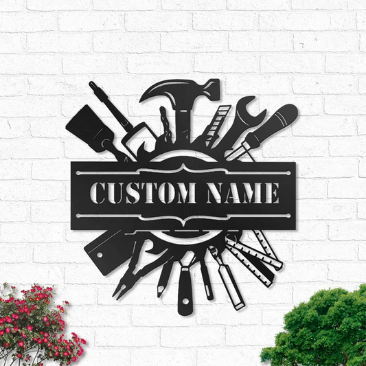Custom Builder Metal Wall Art, Personalized Contractor Name Sign Decoration For Living Room, Carpenter Outdoor Home Decor CN3040
