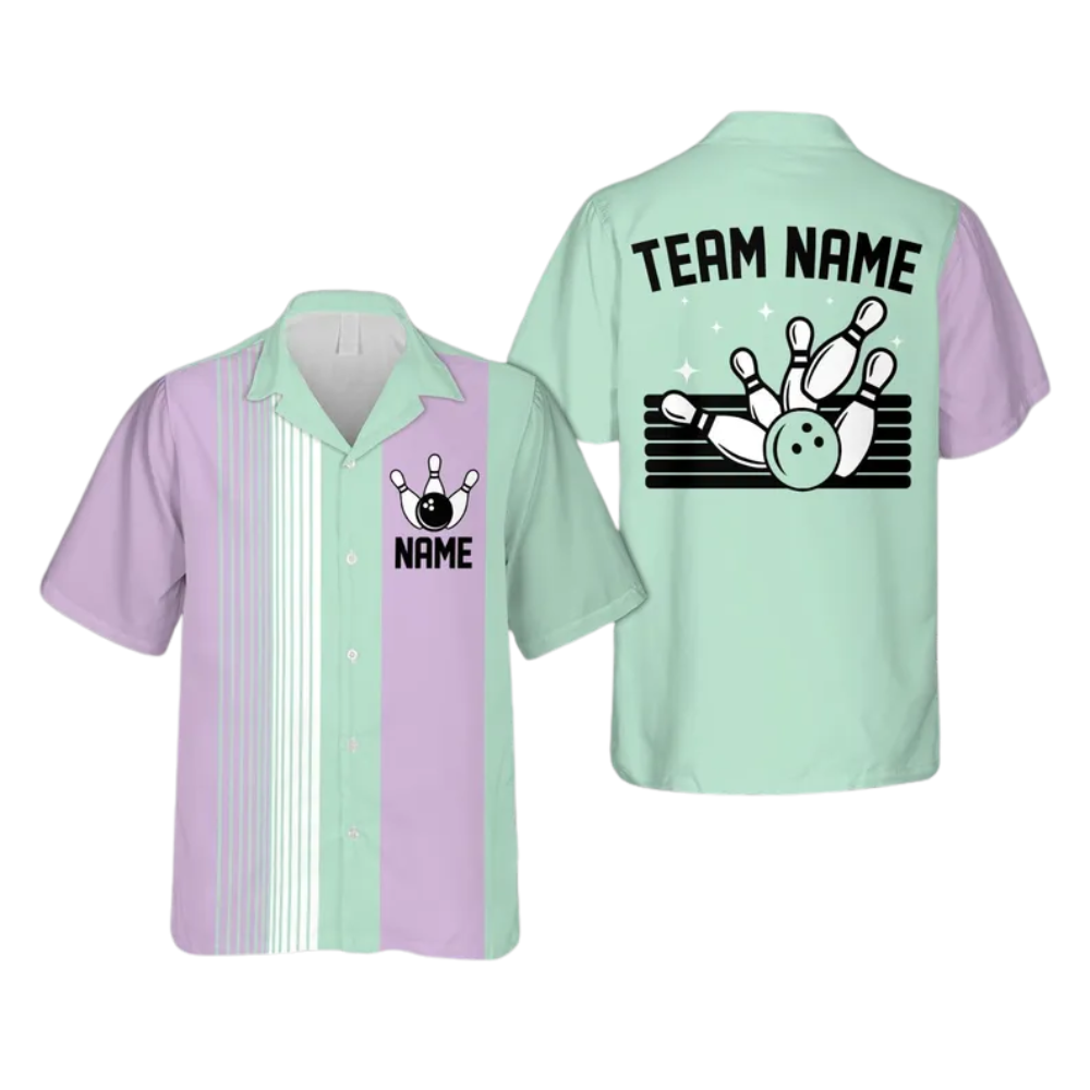 Custom Vintage Pastel Hawaiian Bowling Shirts For Men and Women, Custom Vintage Bowling Team Shirts BE0060