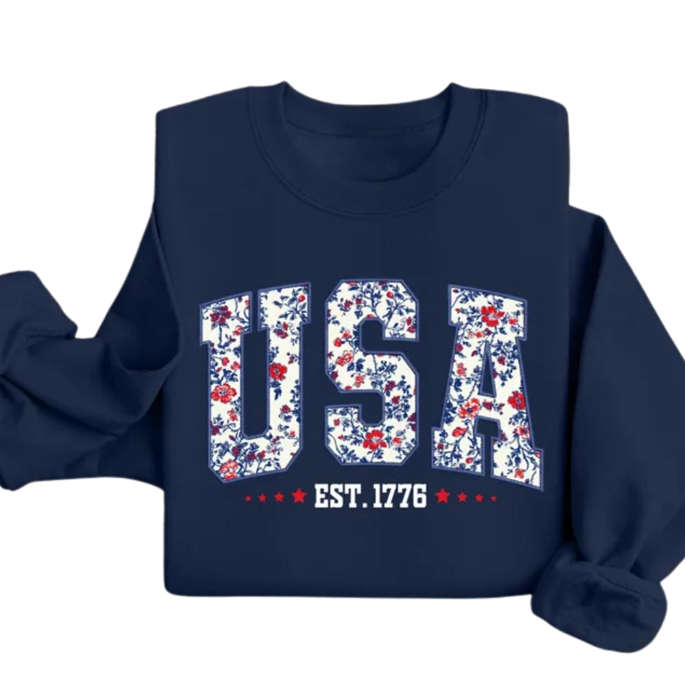 Floral USA Sweatshirt, Patriotic Sweatshirt 2D0457