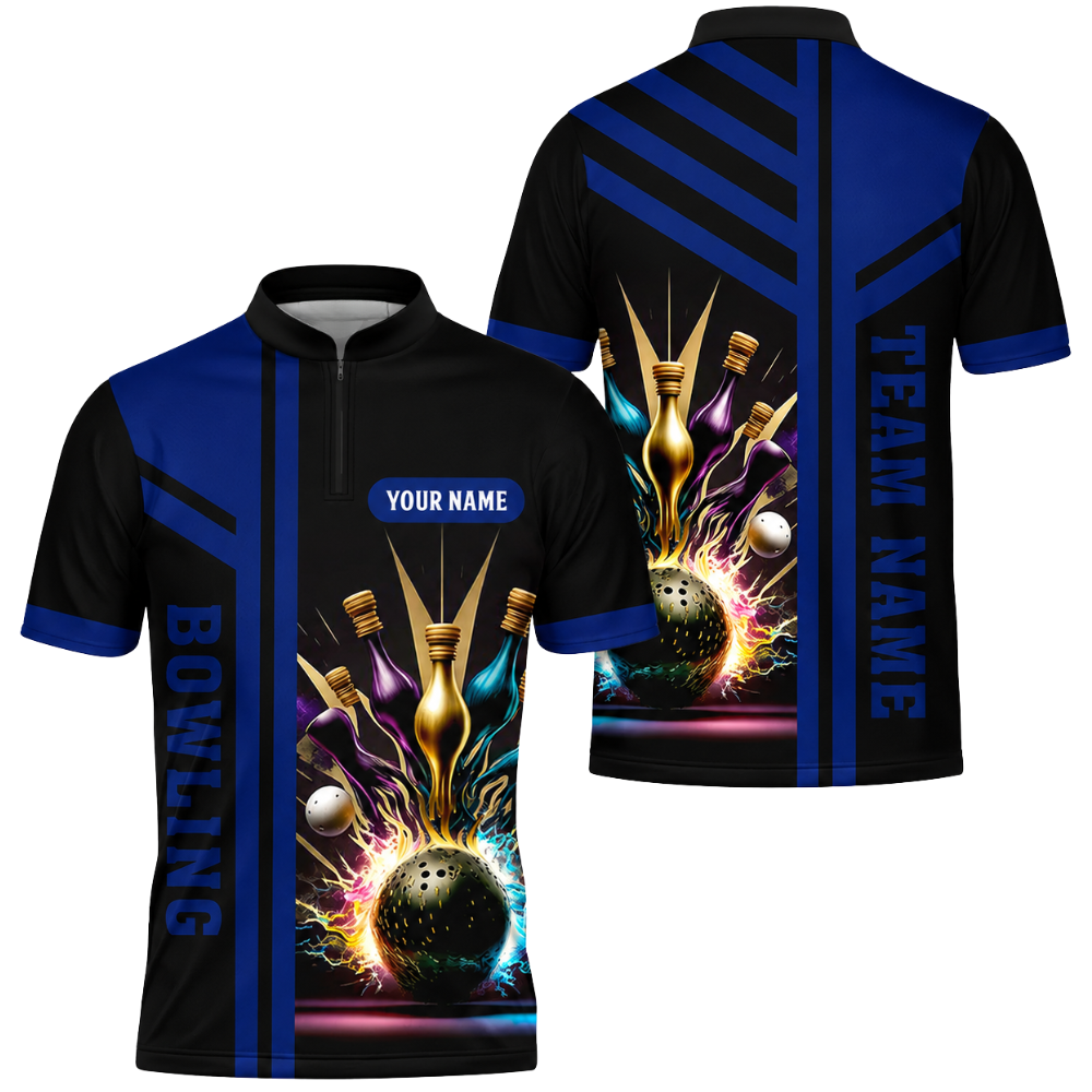 Custom Team Black Grey Bowling Jersey Mens, Custom Bowling Shirts BZ0455