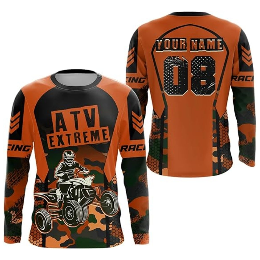 Custom Camouflage ATV Racing Long Sleeve Jersey Men, Custom Camo ATV Extreme Shirts MZ0075