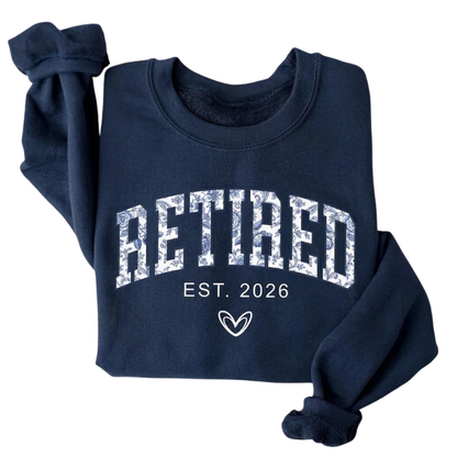 Custom Retired Est Year Floral Sweatshirt Toile De Jouy, Personalized Retirement Sweaters 2D0906