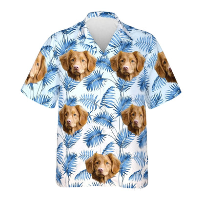 Custom Dog Face Tropical Blue White Hawaiian Shirt For Men Women, Custom Pet Photo Tropical Hawaiian Shirt HE0452
