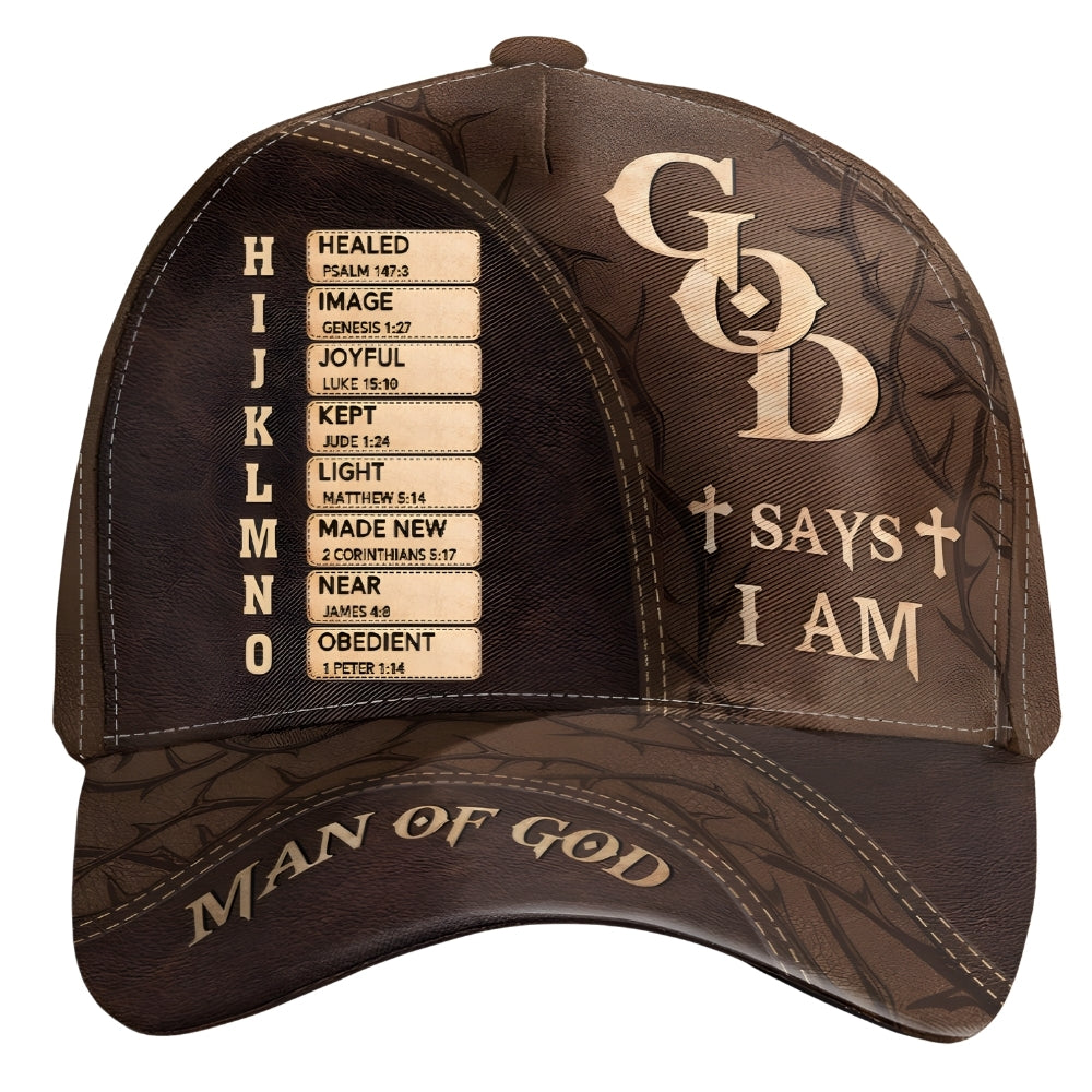 Man Of God God Says I Am Custom Jesus Baseball Cap, Custom  Bible Verse Christian Hat Caps CP0091