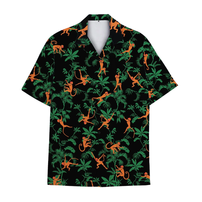 Monkey Jungle Tropical Mens Hawaiian Shirts, Monkey Hawaiian Shirts HE0234