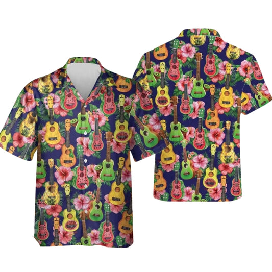 Ukulele Tropical Aloha Hawaiian Shirt Men And Women, Ukulele Hawaiian Shirts HE0040