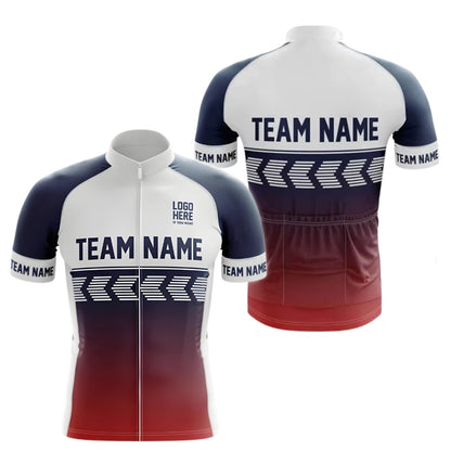 Blue Red And White Custom Team Cycling Short Sleeve Jersey For Mens, Custom Cycling Jerseys CZ0078