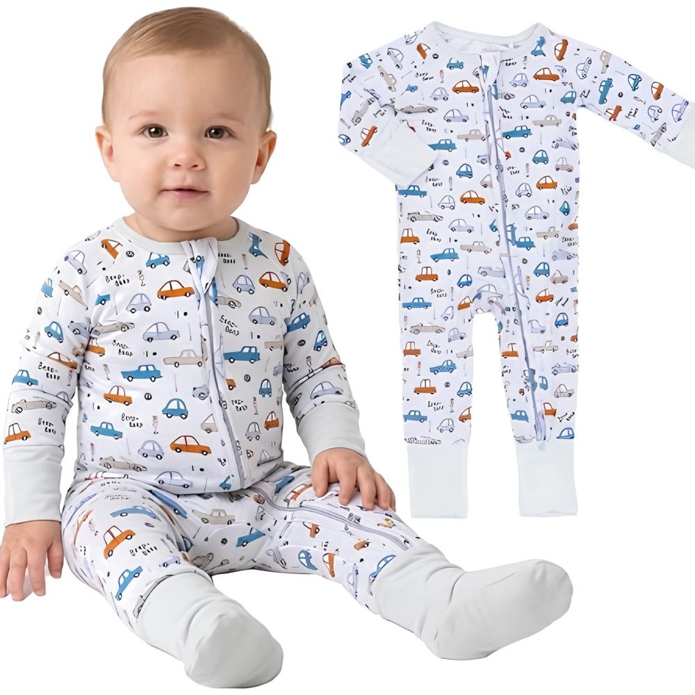 Car Traffic Jam Baby Convertible Zippy Romper, Car Lover Convertible Romper For Baby BB0405